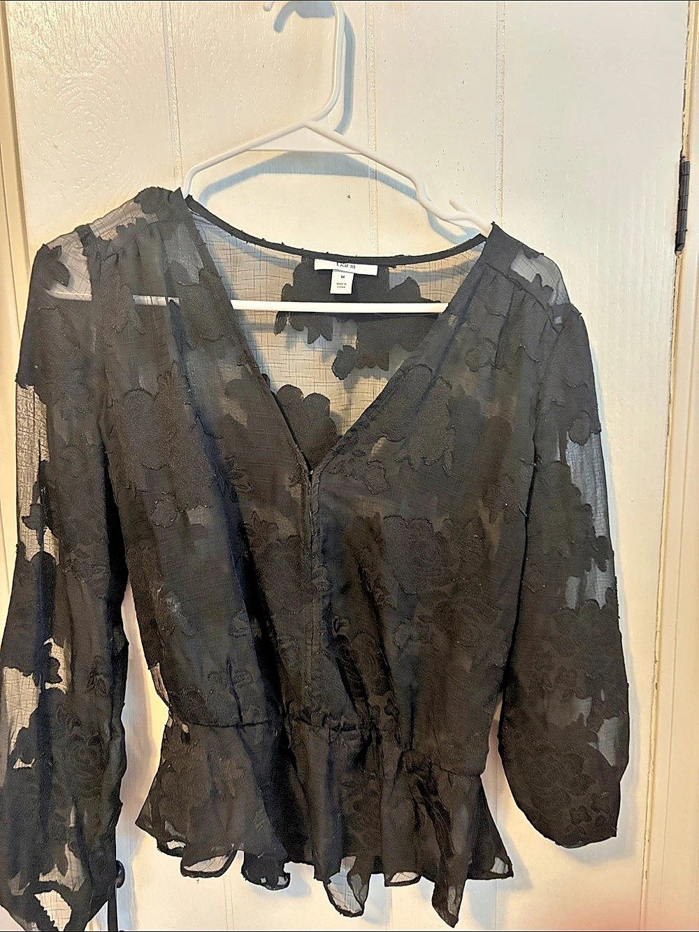 Bar lll Black Floral Long Sleeve Blouse